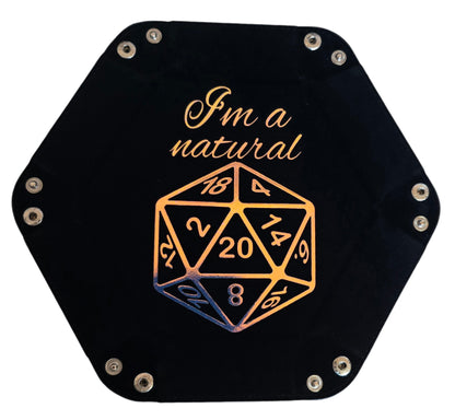 'I'm a natural' black holographic dice tray