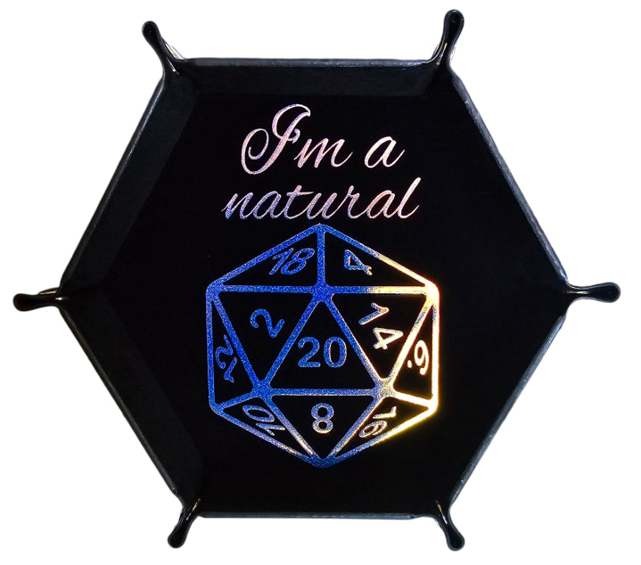 'I'm a natural' black holographic dice tray