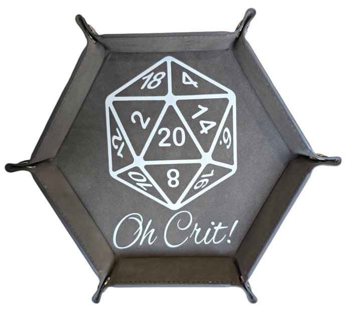 'Oh Crit' grey dice tray