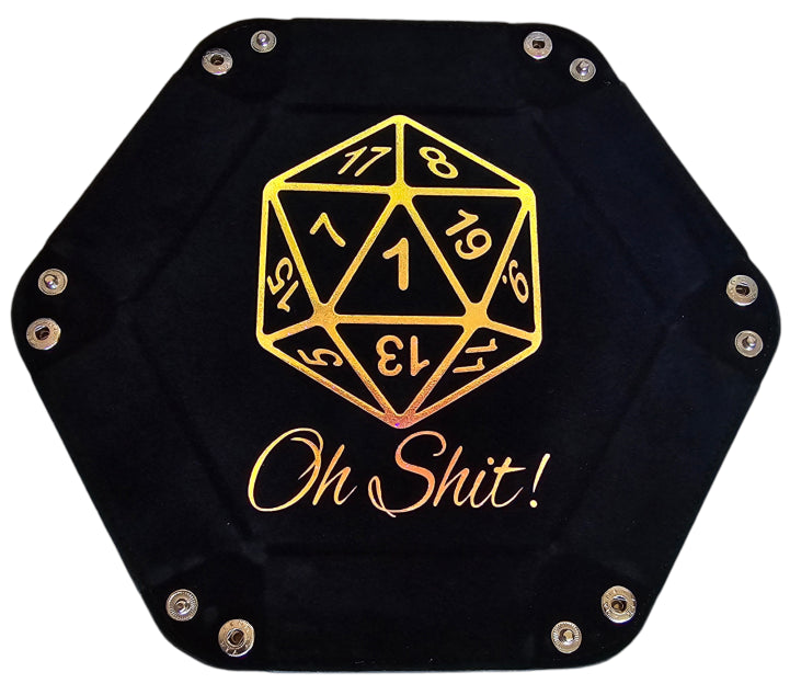 'Oh Sh**t!' black holographic dice tray