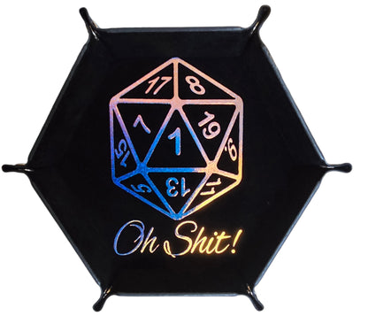 'Oh Sh**t!' black holographic dice tray